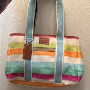 Coach Multicolor Striped Tote Bag